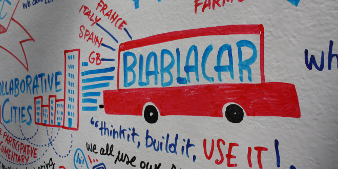 Blablacar : un exemple d'intermédiaire dans les nouvelles relations de pair à pair marchand de l'économie collaborative.