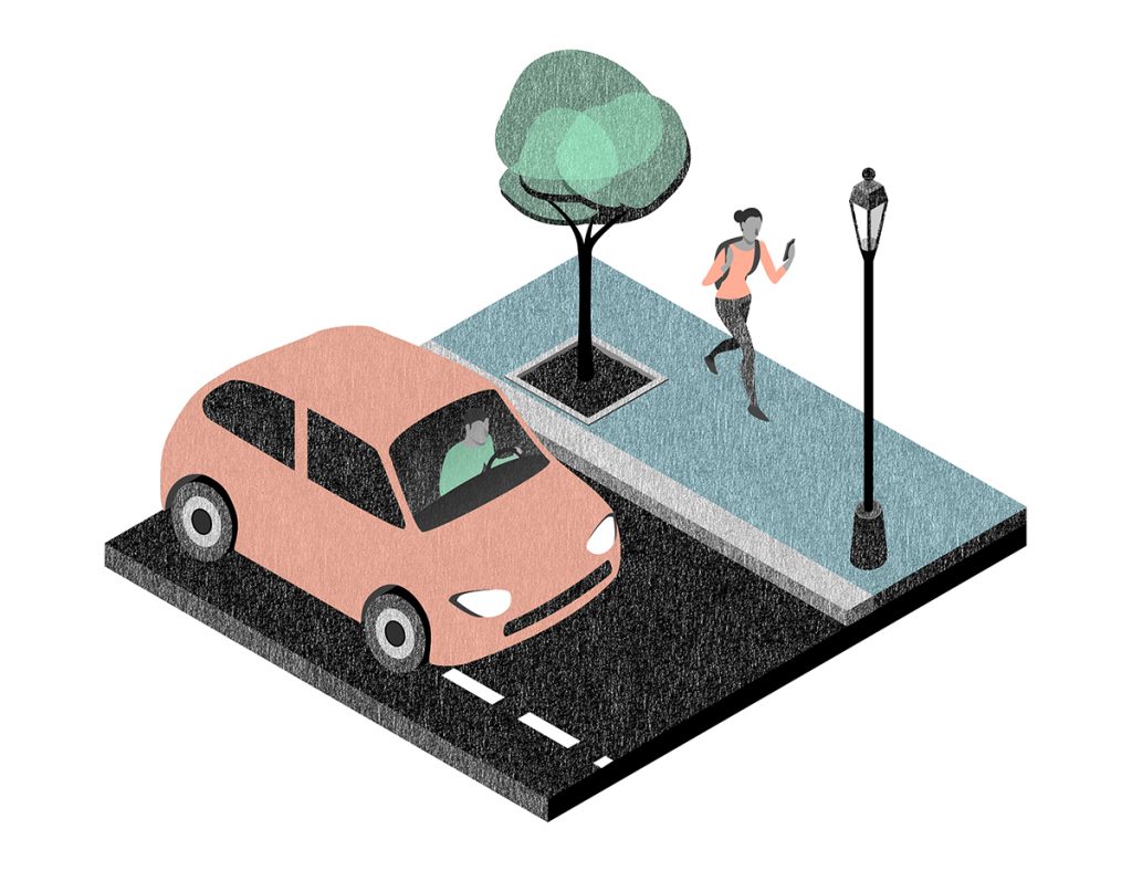 Vos trajets sont-ils déterminés par Citymapper ? Ou par Waze ? Notre mobilité est de plus en plus dépendante des algorithmes. Illustration : Diane Rottner pour I'MTech.