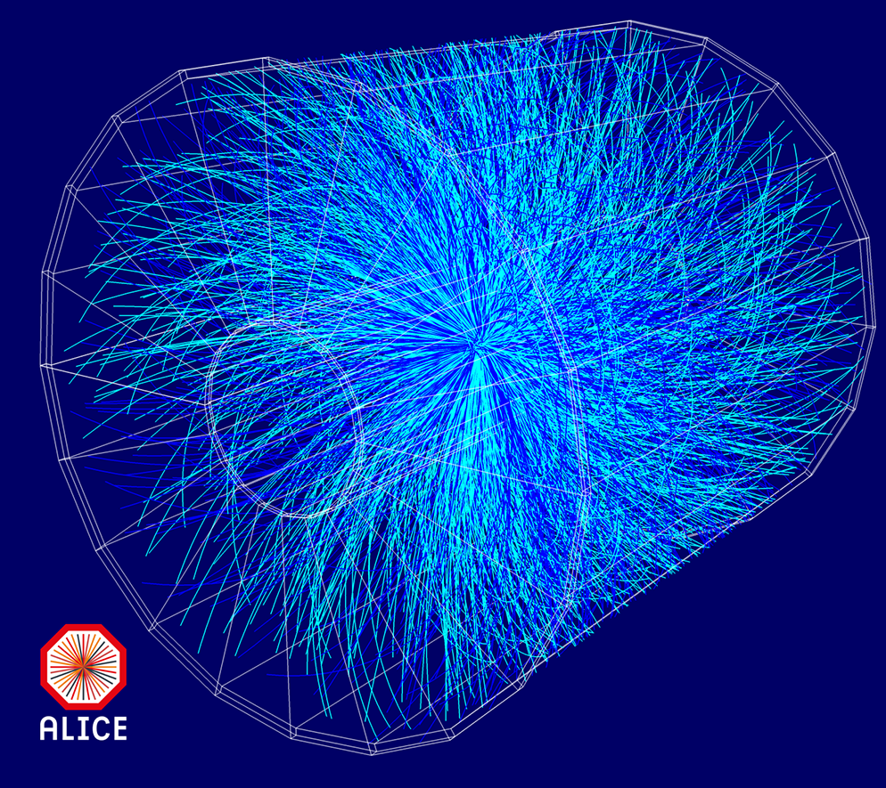 Au LHC, les collisions de noyaux lourds produisent des milliers de particules sous les yeux du détecteur ALICE.