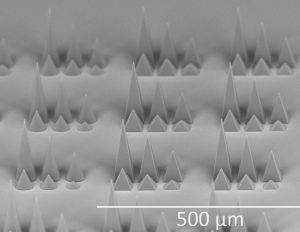 An example of the micro-structures produced using a single-beam laser nano printer by the company Multi-Photon Optics, a member of the consortium.