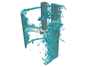 Simulation des écoulements turbulents sur une hydrolienne.