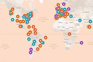 Carte interactive des participants au projet Silent Cities à travers le monde.